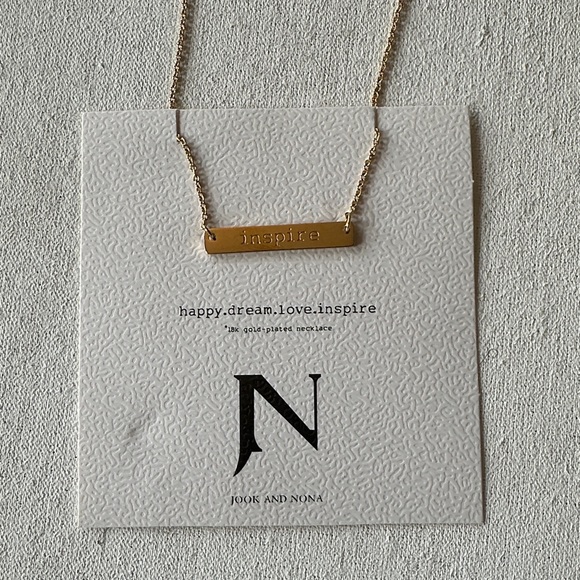 18k Gold Plated 'Inspire' Bar Necklace - Picture 1 of 4